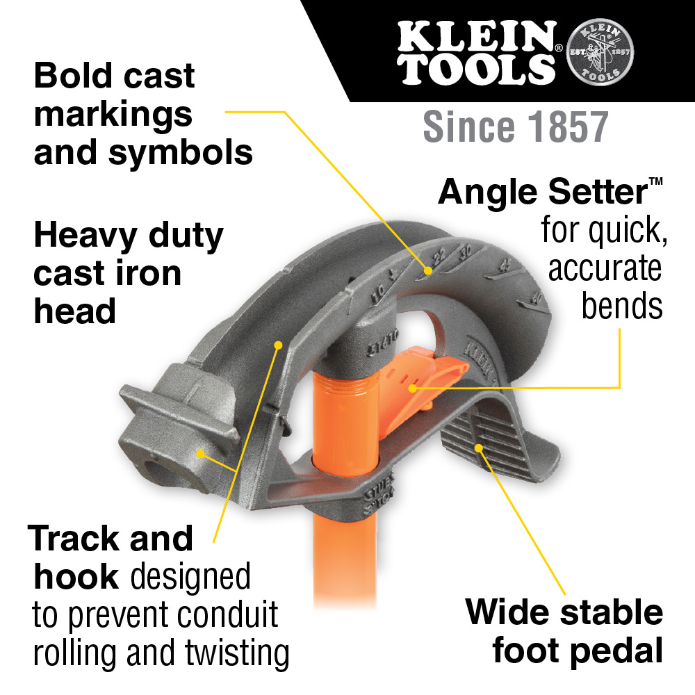 Iron Conduit Bender Full Assembly 1/2-Inch EMT with Angle Setter