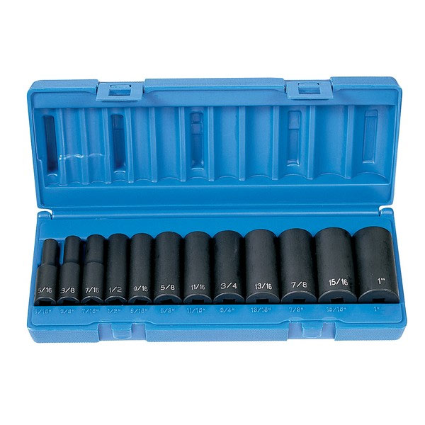 3/8'' Drive Deep Length Fractional Set - 12-Pc