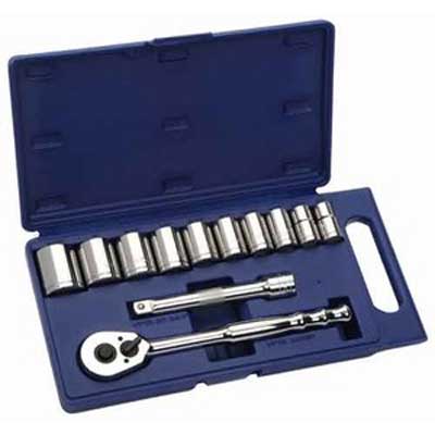 12 pc 1/2" Drive 12-Point SAE Shallow Socket Set and Drive Tool