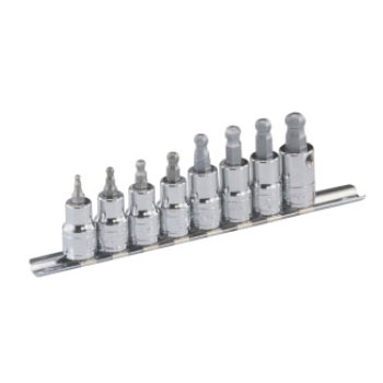 3/8 Inch Drive Metric Wobble Hex Bit Socket Set 50mm L 8 Pc