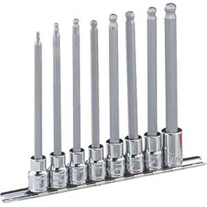 3/8 In Dr Metric Wobble Hex Bit Socket Set - 140mmL - 8-Pc