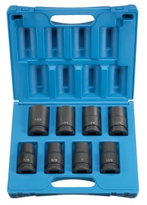 1 In Dr Deep Length Fractional Impact Socket Set - 8-Pc