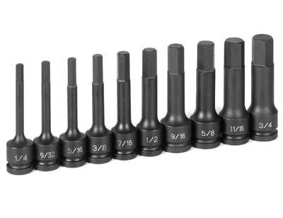 1/2 In Dr Fractional Hex Impact Driver Set - 4 In L - 10-Pc