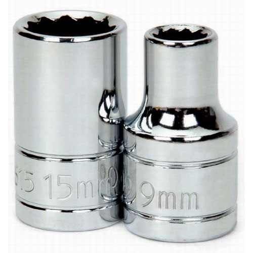 1/2 In Dr 12 Pt Metric High Polish Chrome Shallow Socket - 14mm