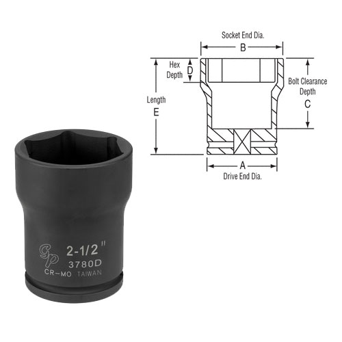 3/4 In Dr Deep Truck Pinion Locknut Impact Socket - 65mm