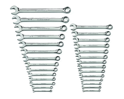 Full Polish Fractional SAE, Metric Combination Non-Ratcheting Wr