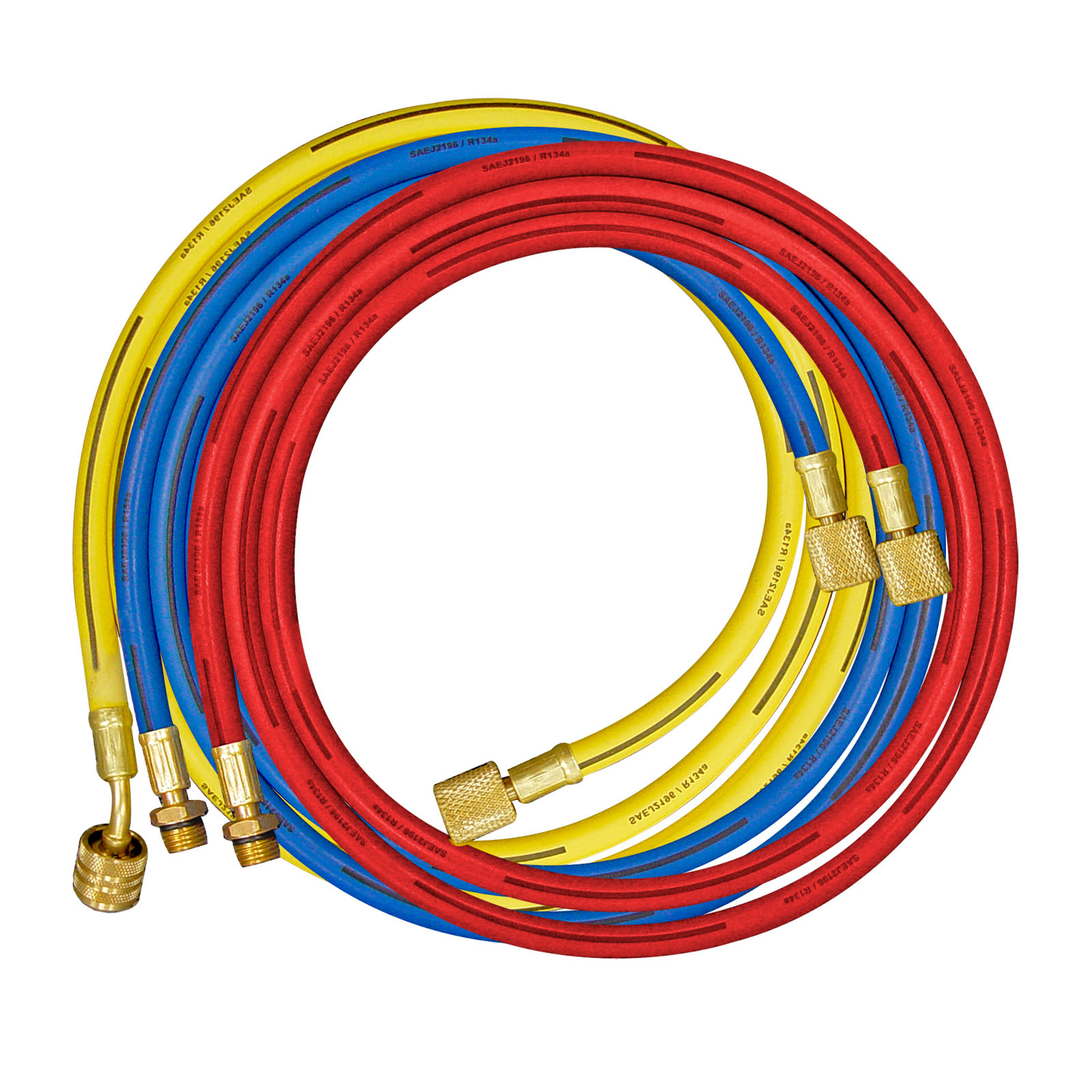 60" R134a Yellow Hose w/ Sut off Valve 1/2" ACME-F