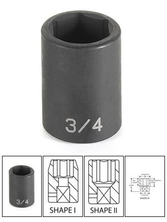 1/2" Drive x 2-1/8" Standard Impact Socket