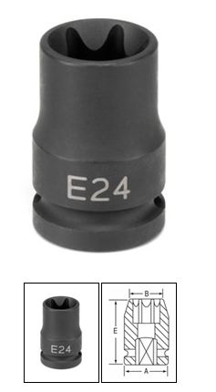 1/2" Drive x E18 External Star Impact Socket