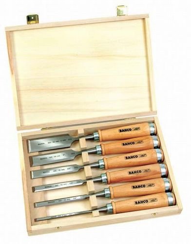 6 Pc Woodworking Chisel Set in Wooden Box