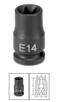 3/8 Inch E14 External Star Impact Socket