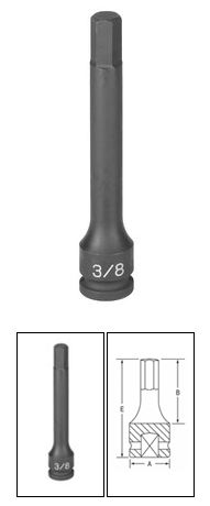 3/8 Inch SAE Hex Driver 4 Inch Length Impact Socket 3/8 Inch