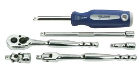 6 Piece 1/4" Drive SAE Ratchet and Accessory Set