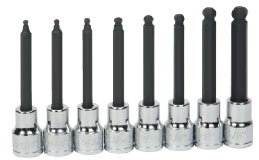 8 pc 3/8" Drive -Point SAE Bit Long Ball Tip Hex B...