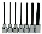 7 pc 3/8" Drive -Point Metric Bit Long Hex Bit Socket Set on Rai