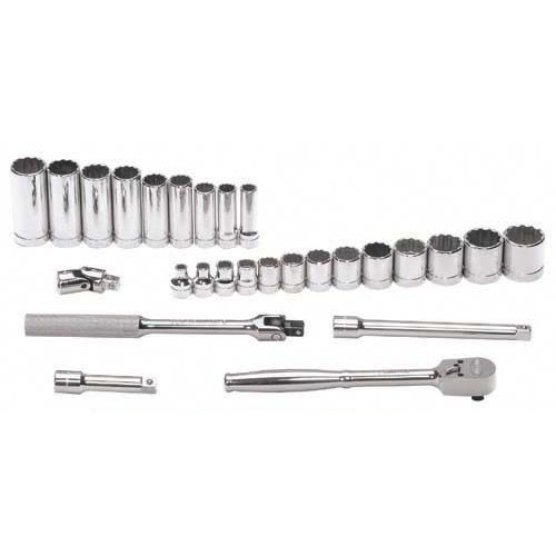 3/8 Inch Drive 12 Pt Fractional SAE Socket and Drive Tool Set To