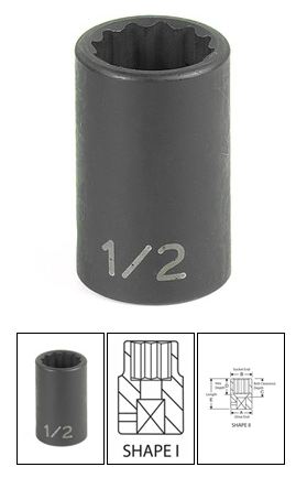 3/8" Drive x 7mm 12 Point Standard Impact Socket