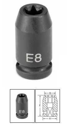 1/4" Drive x E12 External Star Impact Socket