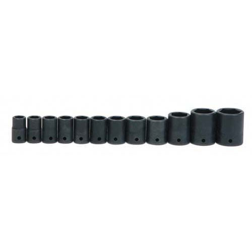 12 pc 1/2" Drive 6-Point Metric Shallow Impact Socket on Rail an