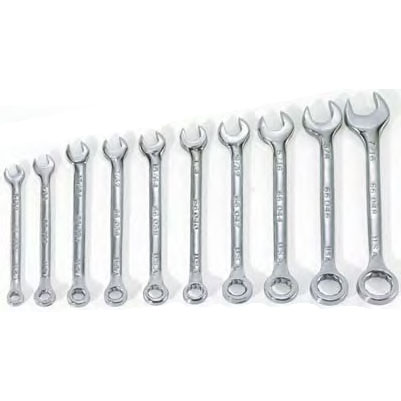 6 & 12 Point Full Polish Midget Combination Wrench Set 10 Pc