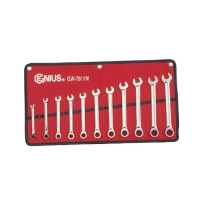 Chrome Metric Combination Ratcheting Wrench Set 11 Pc