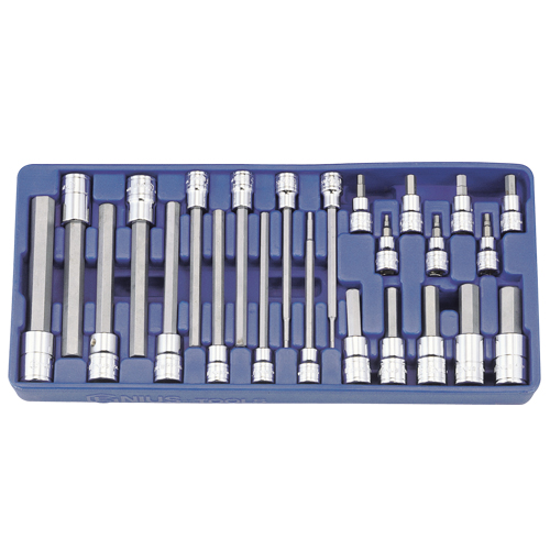 24PC 3/8 & 1/2" Dr. SAE Long Hex Bit Socket Set