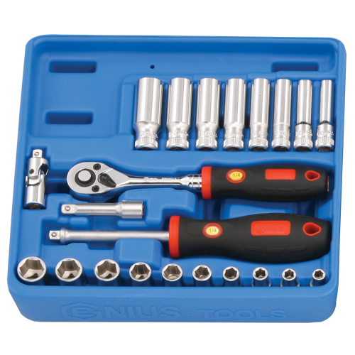 22PC 1/4" Dr. Metric Deep Hand Socket Set