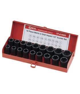 18PC 1/2" Dr. SAE & Metric Impact Socket Set