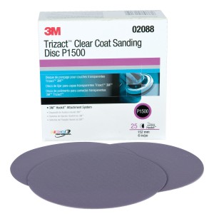 Trizact Hookit Clear Coat Sanding Disc, 6", p1500 grit 25/Box