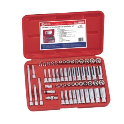 1/4 Inch Drive Fractional SAE & Metric Hand Socket Set 55 Pc