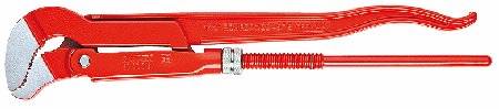 13" Length Pipe Wrench, Slim S-Type Serrated Jaw