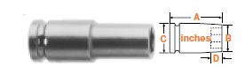3/8" Square Drive Socket, SAE 7/16" Hex Opening 1 1/2" Overall L