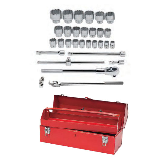 3/4 Inch Drive 12 Pt Metric Socket and Drive Tool Set 30 Pc w TB