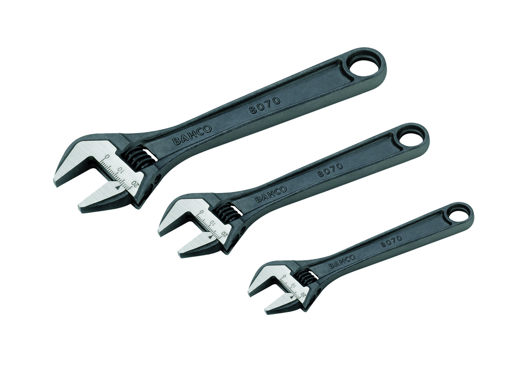 3 pc SAE Adjustable Industrial Black Finish Wrench...