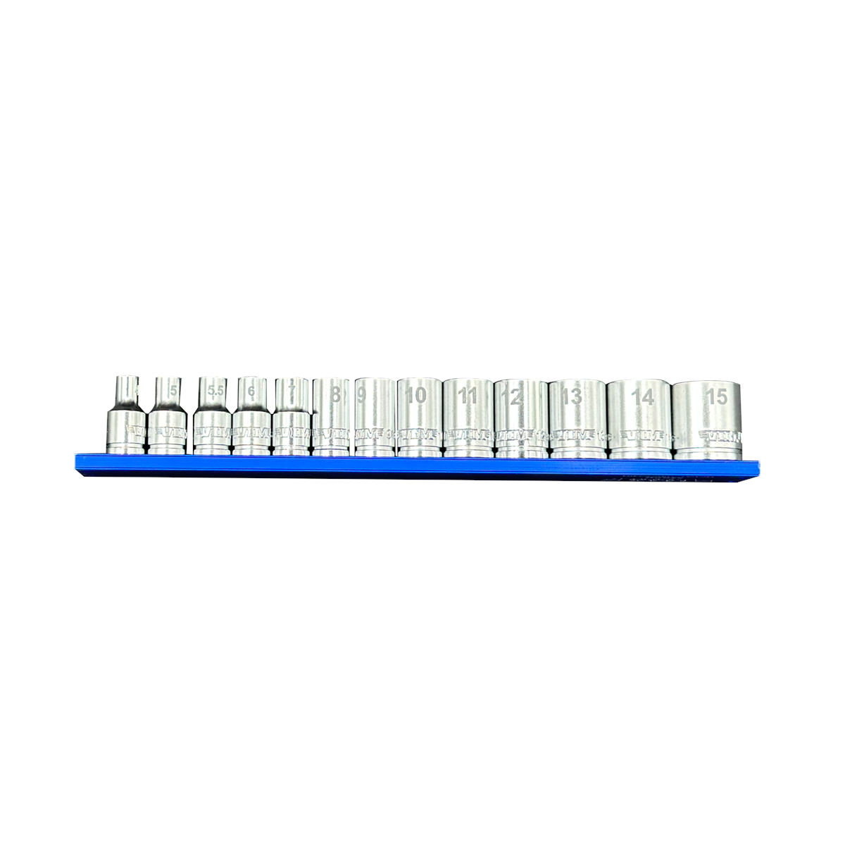 13 PC. 1/4'' DR. METRIC SOCKET SET W/ BLUE 8" MAG...