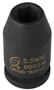 1/4 In Dr Impact Socket, 6 Pt, Std, 5-1/2mm