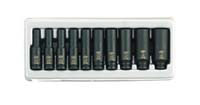 1/4 In Dr Impact Socket Set, 10 Piece, 6 Pt, Deep SAE