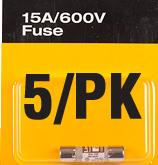 Fuse Fiber, 15A 600V 5/Pk
