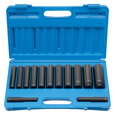 1/2 In Dr Extra Deep SAE Imapact Socket Set - 13-Pc