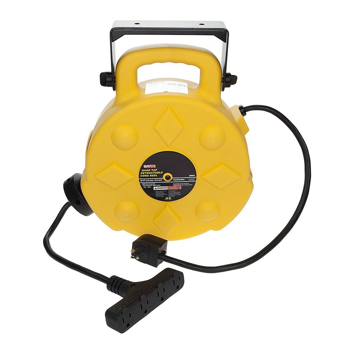 50 Ft Retractable Polymer Cord Reel w/ 4 Outlets 15amp