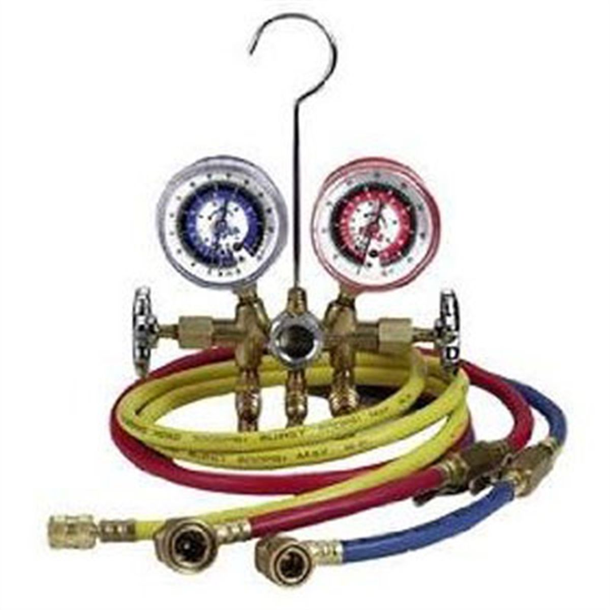 R-134a Manifold - (3) 3`/150cm Hoses 14mm SNAP Couplers