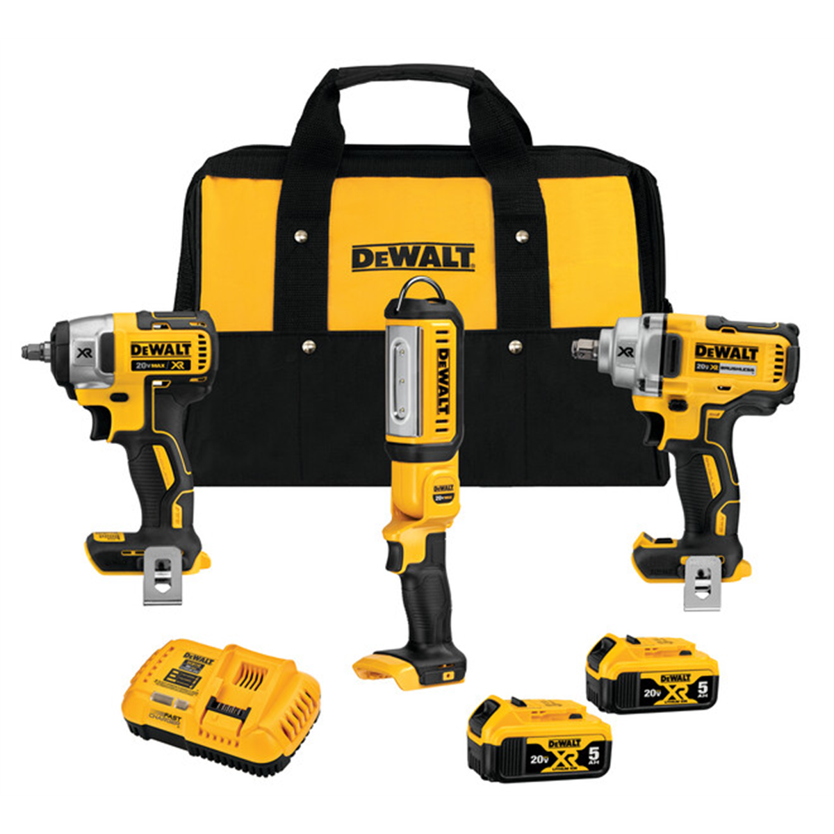 DEWALT 20v MAX 3 TOOL IMPACT WRENCH AND LIGHT KIT