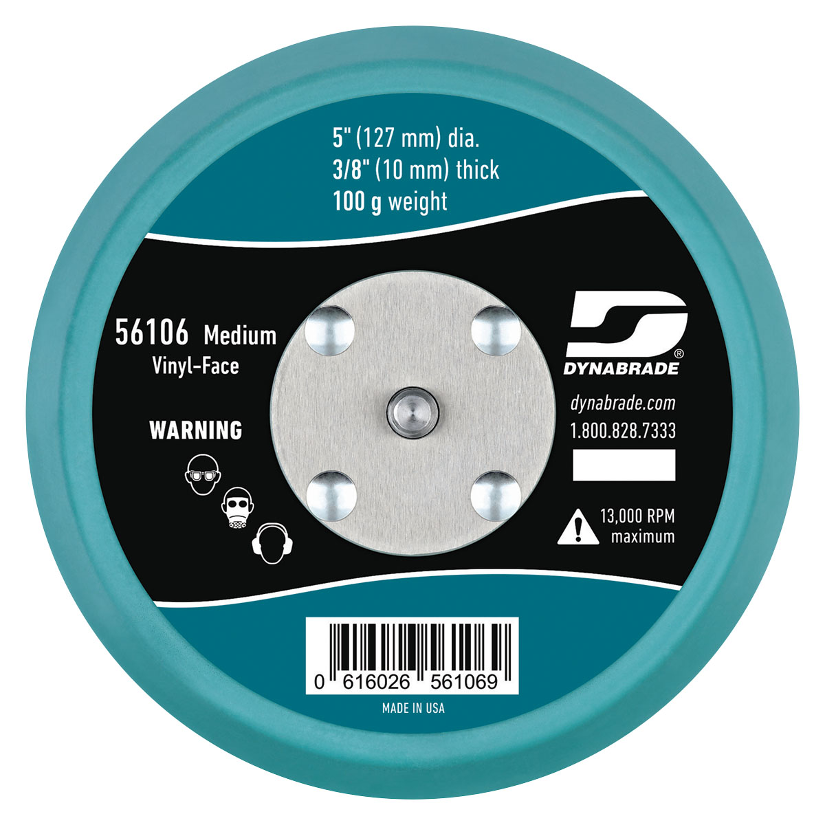 5" (127 mm) Dia. Non-Vacuum Disc Pad, Vinyl-Face