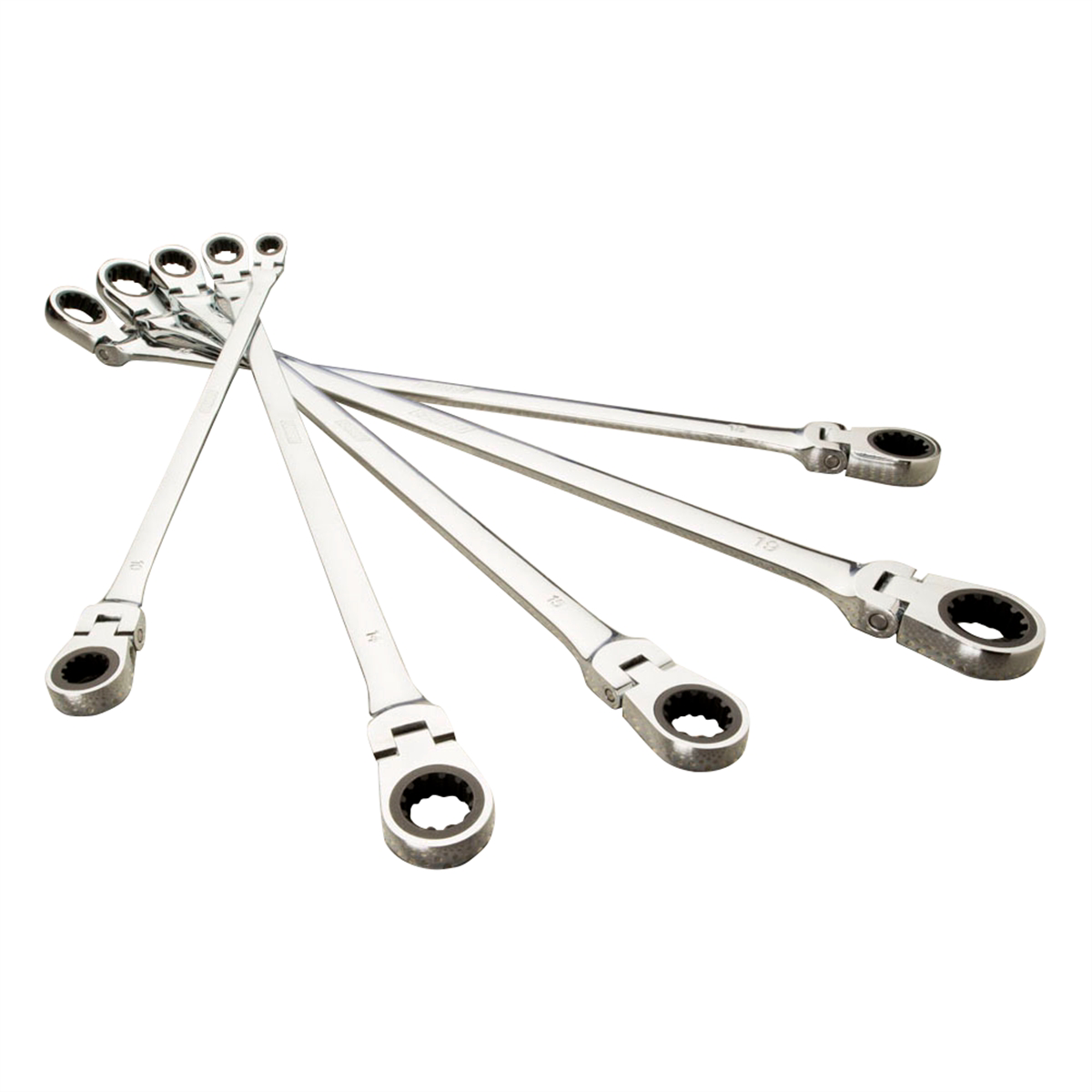 Extra-Long Flex Head Spline Ratcheting Wrench 5-Piece Set