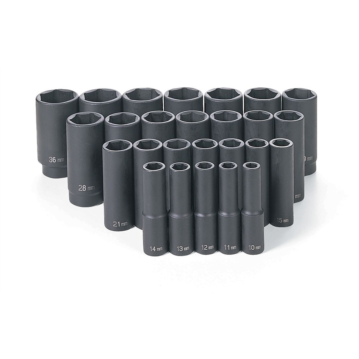 26 Piece 1/2" Drive Deep Length Metric Master Impact Socket Set