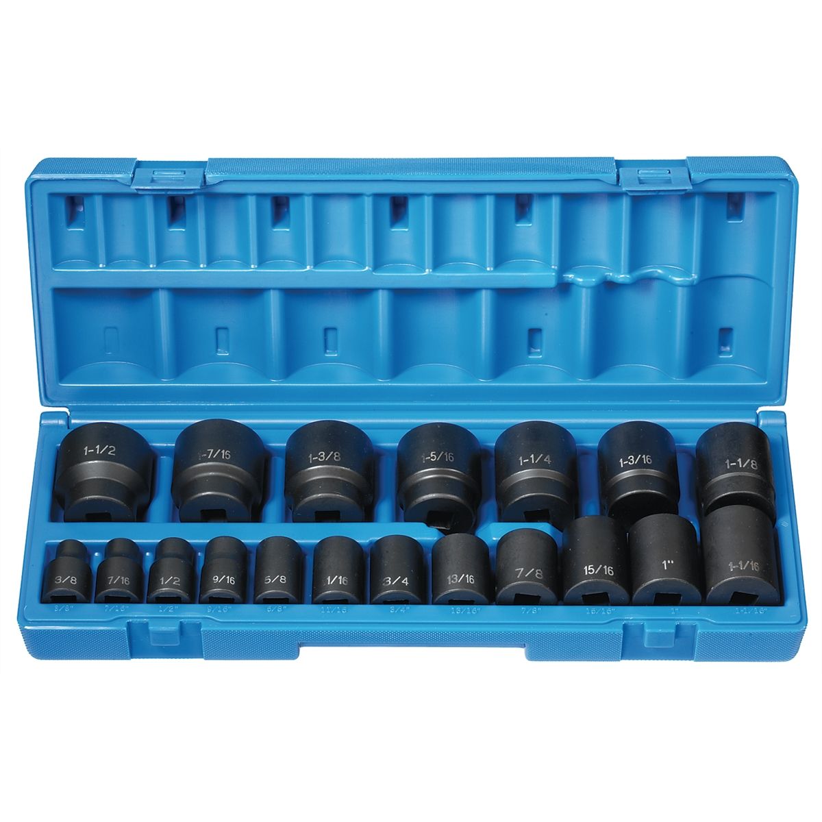 1/2" Drive 12 Point Fractional Impact Socket Set - 19-Pc