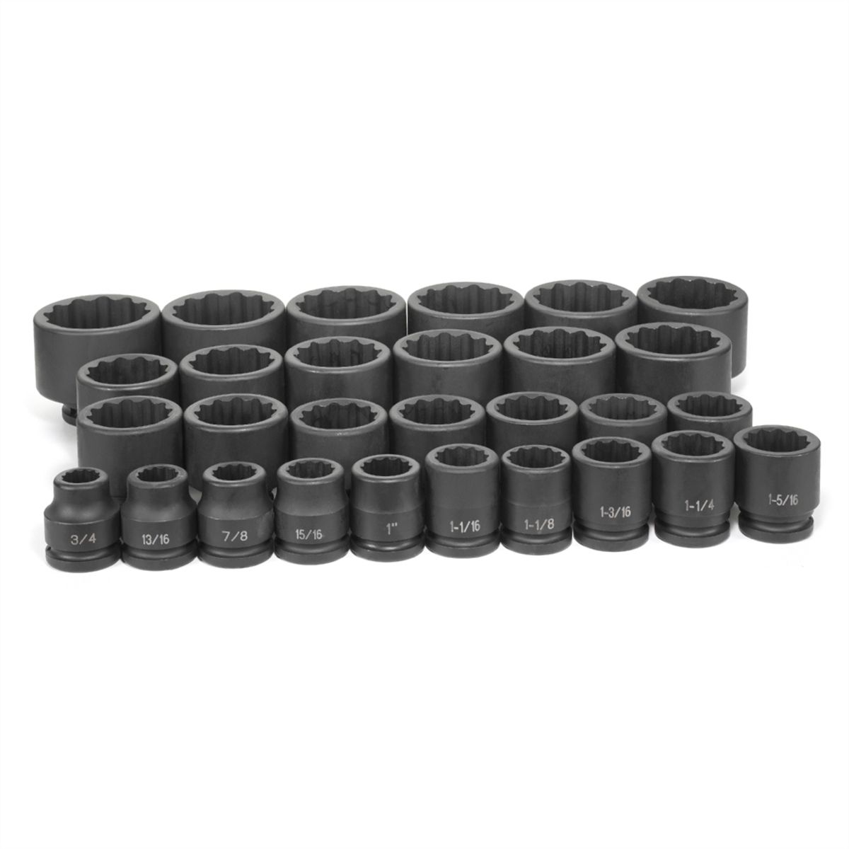 3/4 In Dr 12-Pt Std Fractional Impact Socket Set - 29-Pc