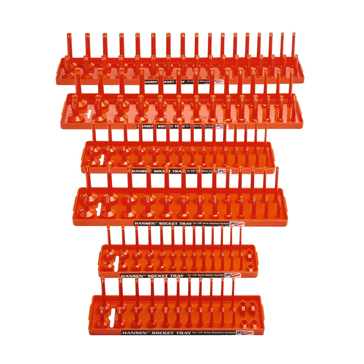 Six Piece Orange Socket Tray