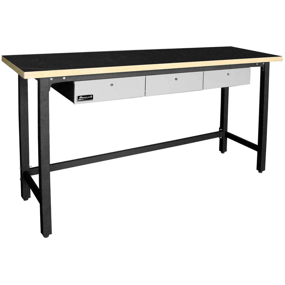 79" Steel Workbench With 3 Drawers and Wood Top