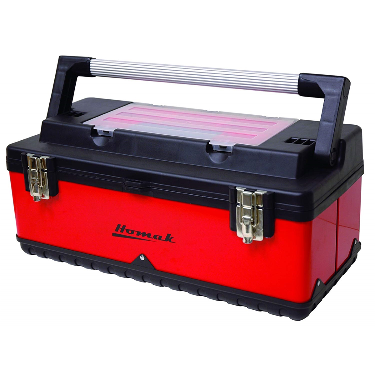 22.5" Red Metal Black Plastic Portable Toolbox